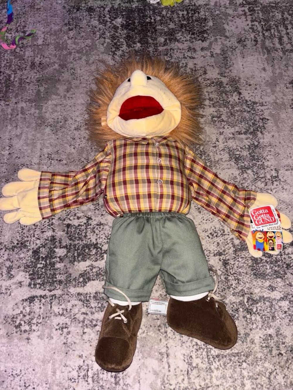 Gund Hand Puppet Plush in Yellow, Brown, Green Plaid